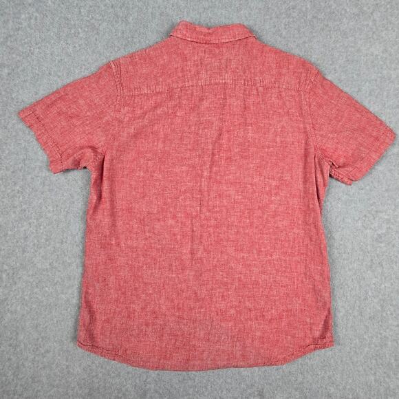 American Rag Cie Mens Medium Red Linen Blend Short Sleeve Button Down Shirt - Picture 2 of 12